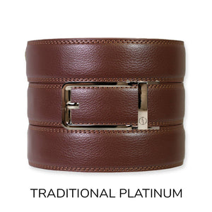 Tough Apparel - Chestnut Leather Ratchet Belt & Buckle Set - Bawston & Tucker - 