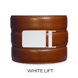 Tough Apparel - Cognac Leather Ratchet Belt & Buckle Set - Bawston & Tucker - 