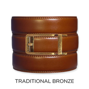 Tough Apparel - Cognac Leather Ratchet Belt & Buckle Set - Bawston & Tucker - 