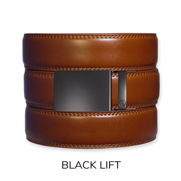 Tough Apparel - Cognac Leather Ratchet Belt & Buckle Set - Bawston & Tucker - 