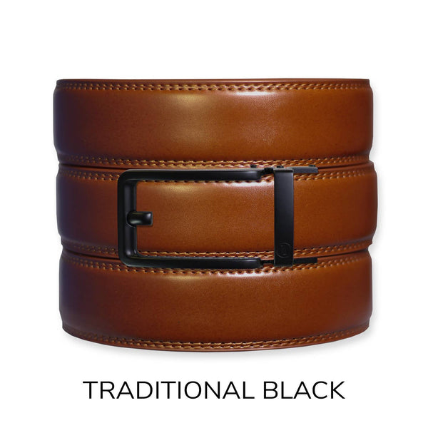 Tough Apparel - Cognac Leather Ratchet Belt & Buckle Set - Bawston & Tucker - 