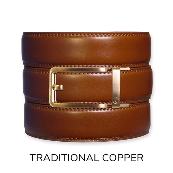 Tough Apparel - Cognac Leather Ratchet Belt & Buckle Set - Bawston & Tucker - 
