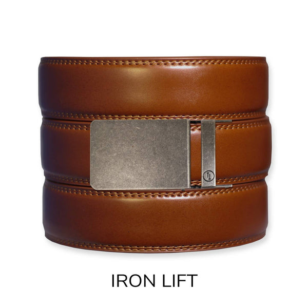 Tough Apparel - Cognac Leather Ratchet Belt & Buckle Set - Bawston & Tucker - 