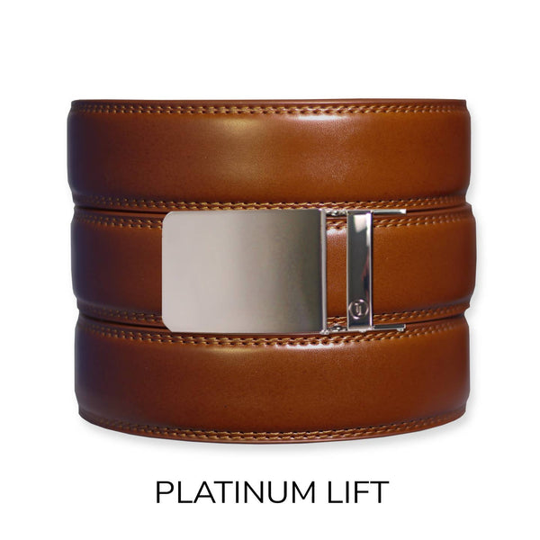 Tough Apparel - Cognac Leather Ratchet Belt & Buckle Set - Bawston & Tucker - 