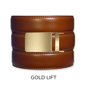 Tough Apparel - Cognac Leather Ratchet Belt & Buckle Set - Bawston & Tucker - 
