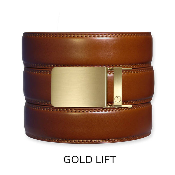 Tough Apparel - Cognac Leather Ratchet Belt & Buckle Set - Bawston & Tucker - 