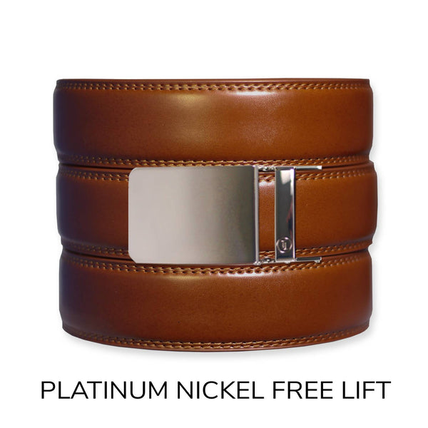 Tough Apparel - Cognac Leather Ratchet Belt & Buckle Set - Bawston & Tucker - 