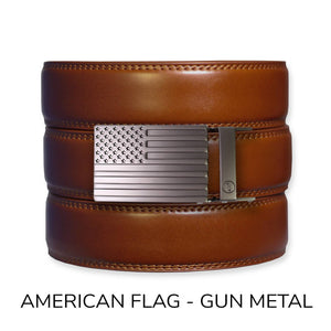 Tough Apparel - Cognac Leather Ratchet Belt & Buckle Set - Bawston & Tucker - 