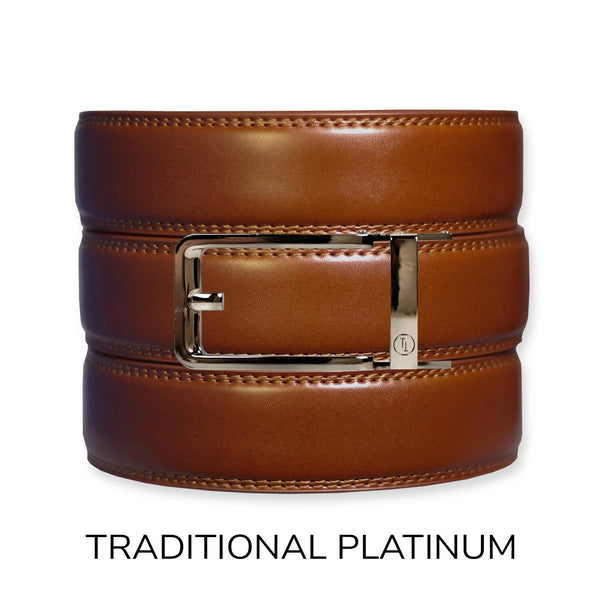 Tough Apparel - Cognac Leather Ratchet Belt & Buckle Set - Bawston & Tucker - 