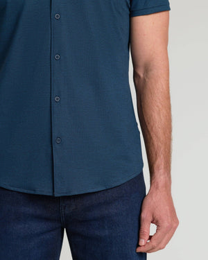 True Classic - Dark Heather Navy Short Sleeve Comfort Knit Shirt - Bawston & Tucker - 