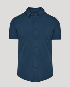True Classic - Dark Heather Navy Short Sleeve Comfort Knit Shirt - Bawston & Tucker - 