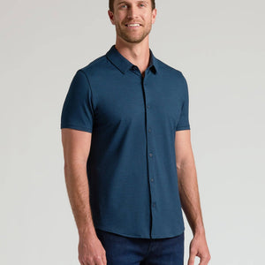 True Classic - Dark Heather Navy Short Sleeve Comfort Knit Shirt - Bawston & Tucker - 