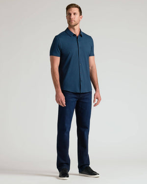 True Classic - Dark Heather Navy Short Sleeve Comfort Knit Shirt - Bawston & Tucker - 