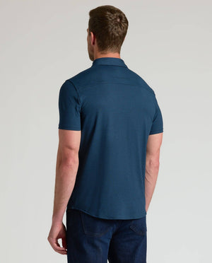 True Classic - Dark Heather Navy Short Sleeve Comfort Knit Shirt - Bawston & Tucker - 