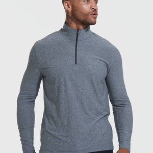 True Classic - Heather Navy Active Quarter Zip Shirt - Bawston & Tucker - 