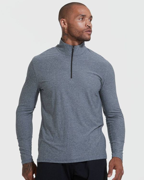 True Classic - Heather Navy Active Quarter Zip Shirt - Bawston & Tucker - 