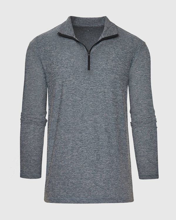 True Classic - Heather Navy Active Quarter Zip Shirt - Bawston & Tucker - 