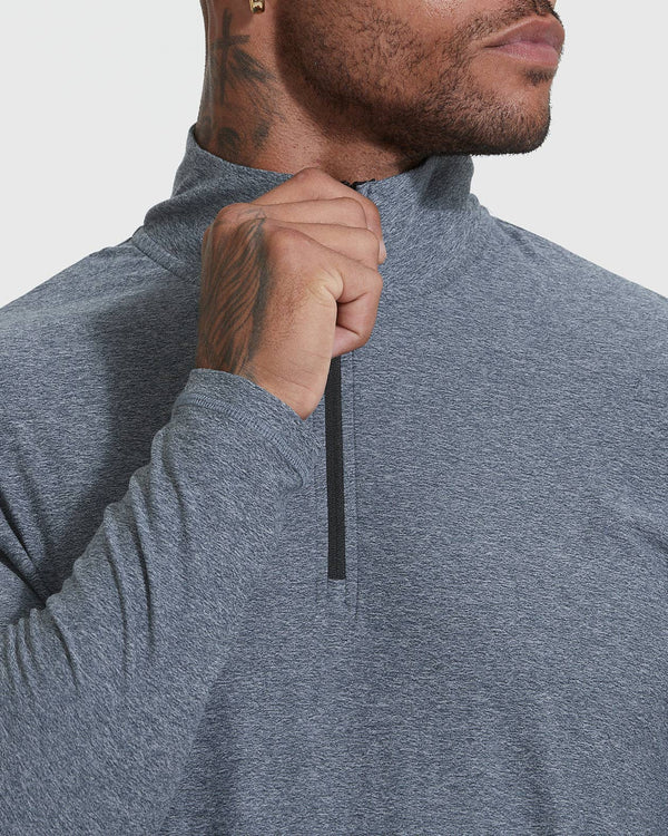 True Classic - Heather Navy Active Quarter Zip Shirt - Bawston & Tucker - 