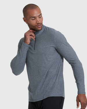 True Classic - Heather Navy Active Quarter Zip Shirt - Bawston & Tucker - 