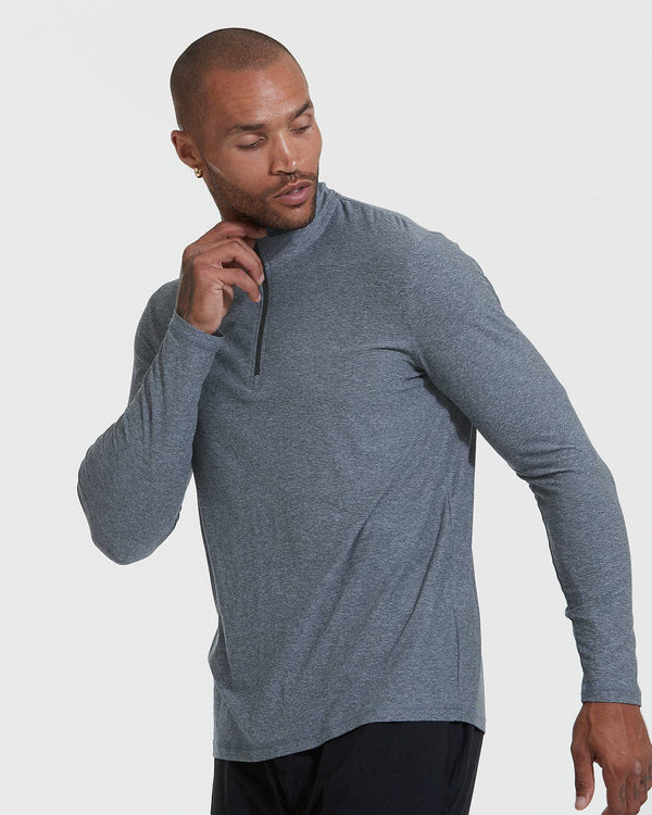 True Classic - Heather Navy Active Quarter Zip Shirt - Bawston & Tucker - 