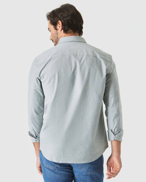 True Classic - Moss Stretch Oxford Long Sleeve Shirt - Bawston & Tucker - 