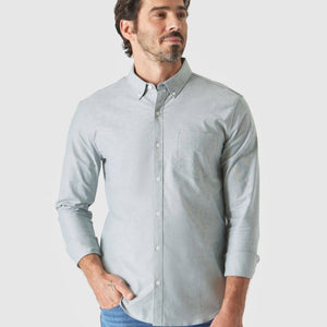 True Classic - Moss Stretch Oxford Long Sleeve Shirt - Bawston & Tucker - 