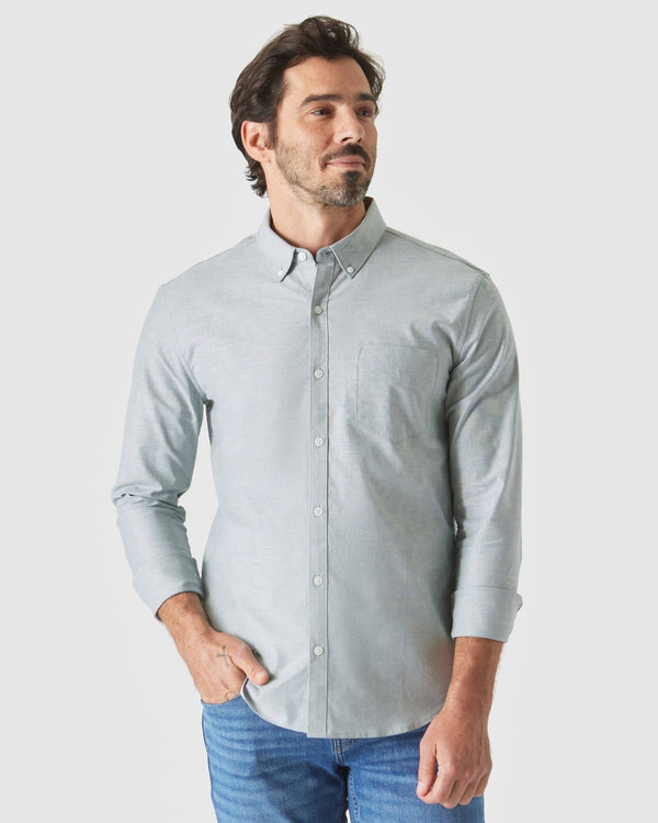 True Classic - Moss Stretch Oxford Long Sleeve Shirt - Bawston & Tucker - 