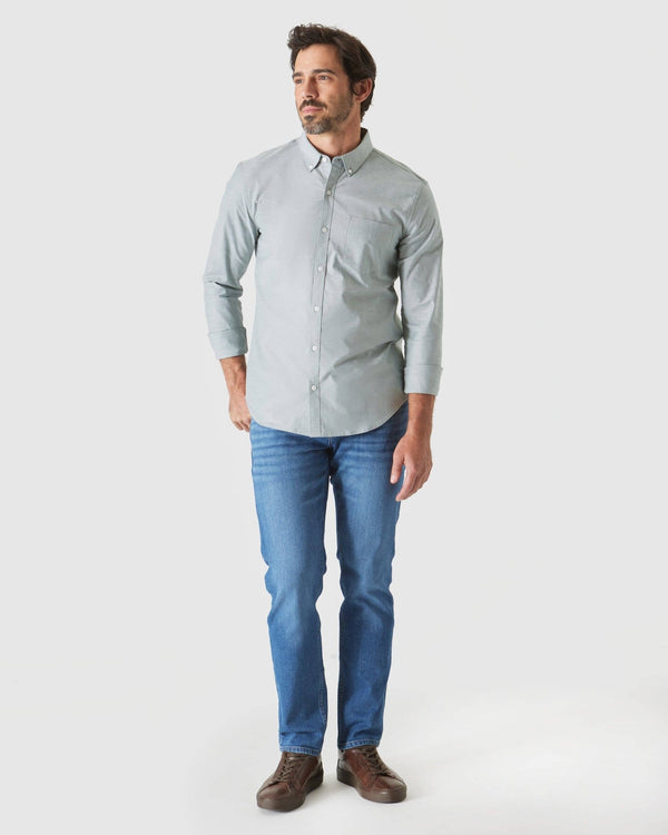 True Classic - Moss Stretch Oxford Long Sleeve Shirt - Bawston & Tucker - 