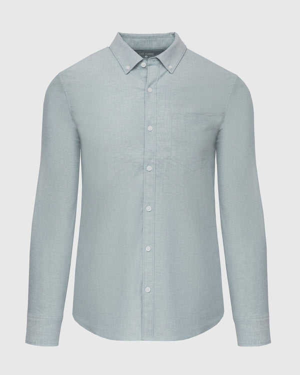 True Classic - Moss Stretch Oxford Long Sleeve Shirt - Bawston & Tucker - 