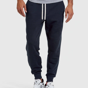 True Classic - Navy Fleece French Terry Joggers - Bawston & Tucker - 