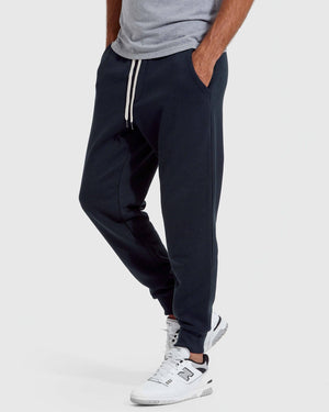True Classic - Navy Fleece French Terry Joggers - Bawston & Tucker - 