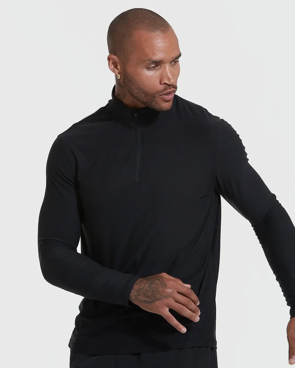 True Classic - Performance Shirt | Quarter Zip | Black - Bawston & Tucker - 