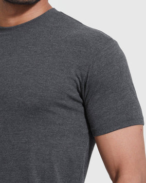 True Classic - Short Sleeve T-Shirt | Crew Neck | Heather Charcoal Gray - Bawston & Tucker - 
