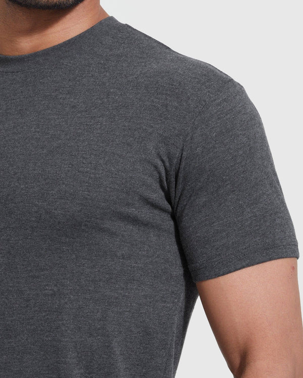 True Classic - Short Sleeve T-Shirt | Crew Neck | Heather Charcoal Gray - Bawston & Tucker - 