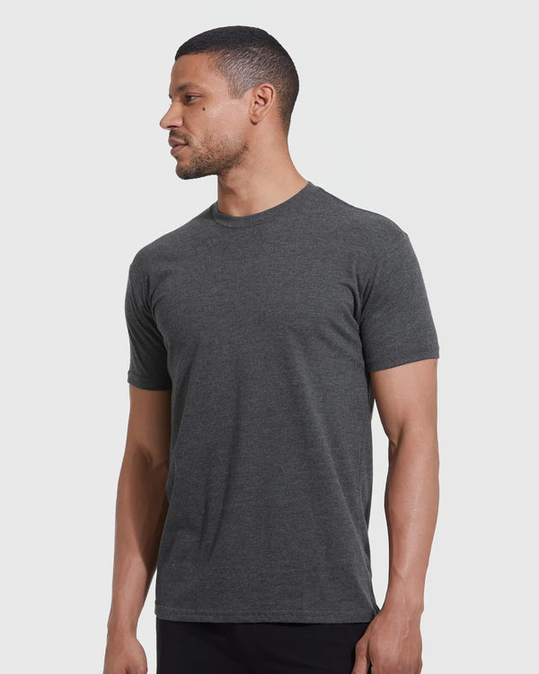 True Classic - Short Sleeve T-Shirt | Crew Neck | Heather Charcoal Gray - Bawston & Tucker - 