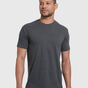 True Classic - Short Sleeve T-Shirt | Crew Neck | Heather Charcoal Gray - Bawston & Tucker - 