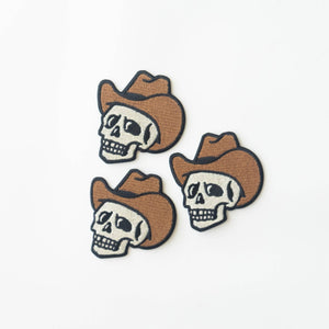 Union Made - Cowboy Skull Embroidered Iron on Patch - Bawston & Tucker - 