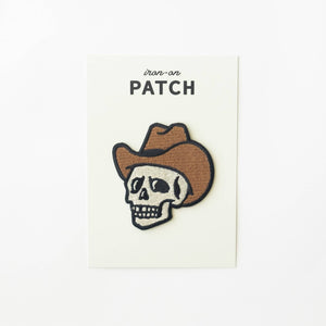 Union Made - Cowboy Skull Embroidered Iron on Patch - Bawston & Tucker - 