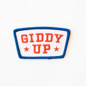 Union Made - Giddy Up Embroidered Iron on Patch - Red, White and Blue - Bawston & Tucker - 