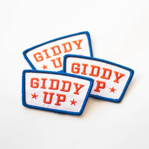 Union Made - Giddy Up Embroidered Iron on Patch - Red, White and Blue - Bawston & Tucker - 