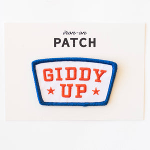 Union Made - Giddy Up Embroidered Iron on Patch - Red, White and Blue - Bawston & Tucker - 