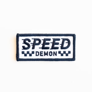 Union Made - Speed Demon Embroidered Iron on Patch - Black and White - Bawston & Tucker -