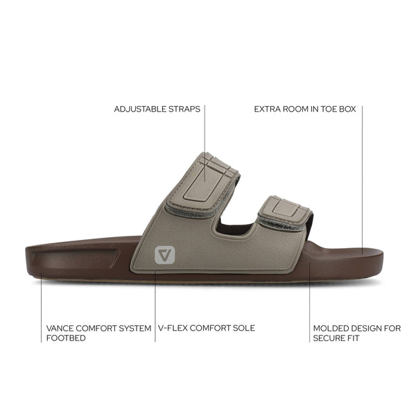 VANCE - Vance Mario Comfort Adjustable Strap Slide - in Sandal - Bawston & Tucker - 