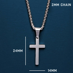We Are All Smith - Medium Cross Stainless Steel Men's Necklace - Bawston & Tucker - 