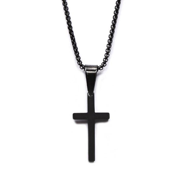 We Are All Smith - SMALL BLACK CROSS NECKLACE FOR MEN - Bawston & Tucker - 