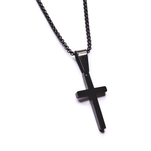 We Are All Smith - SMALL BLACK CROSS NECKLACE FOR MEN - Bawston & Tucker - 