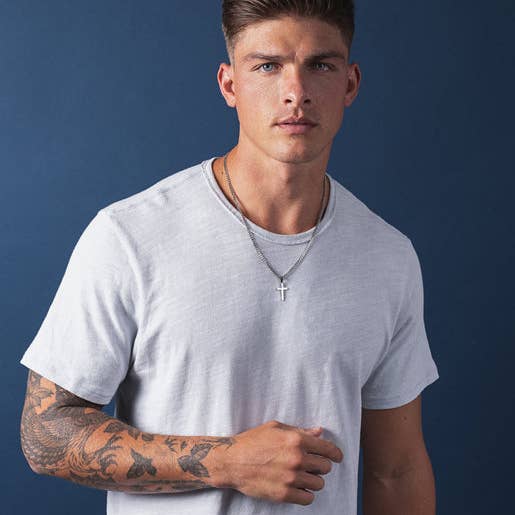 We Are All Smith - Waterproof Silver Cross Necklace for Men - Bawston & Tucker - 