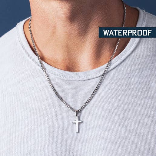We Are All Smith - Waterproof Silver Cross Necklace for Men - Bawston & Tucker - 