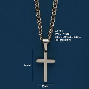 We Are All Smith - Waterproof Silver Cross Necklace for Men - Bawston & Tucker - 