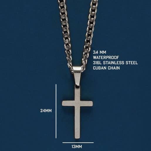 We Are All Smith - Waterproof Silver Cross Necklace for Men - Bawston & Tucker - 